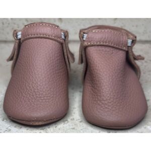 Olive & Annie Handmade Leather Infant Moccasins With Fringe Brown Sz 2 Baby Shoe